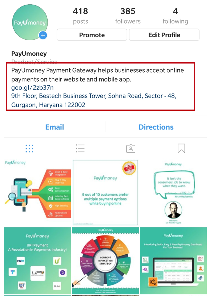 how to promote business on instagram business bio