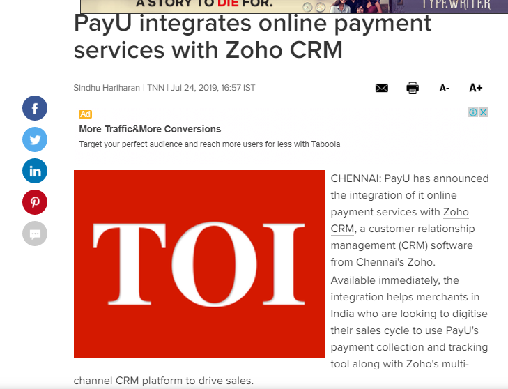 PayU_Partners_With_Zoho CRM